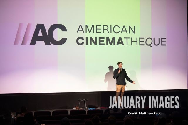 Max Lowe speaks before the screening of the Learning to Fly Los Angeles Premiere at The Aero Theater on Saturday August 15th, 2026 in Los Angeles.