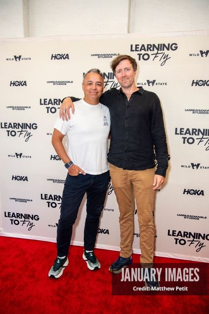 Max Lowe and Evan Hayes attend the Learning to Fly Los Angeles Premiere at The Aero Theater on Saturday August 15th, 2026 in Los Angeles.