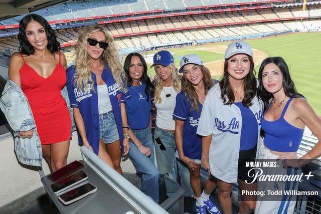 (L-R): Rylee Baldri, Trish Mears, Heather Feldhacker, Erin Wolczik, Trina Taylor, Melanie Dunmar and Nina Scoffone attend the Paramount+ unscripted series Team Moms: Baseball on Saturday, October 3, 2026 in Los Angeles. Photo Credit: Todd Williamson/JanuaryImages for Paramount+
