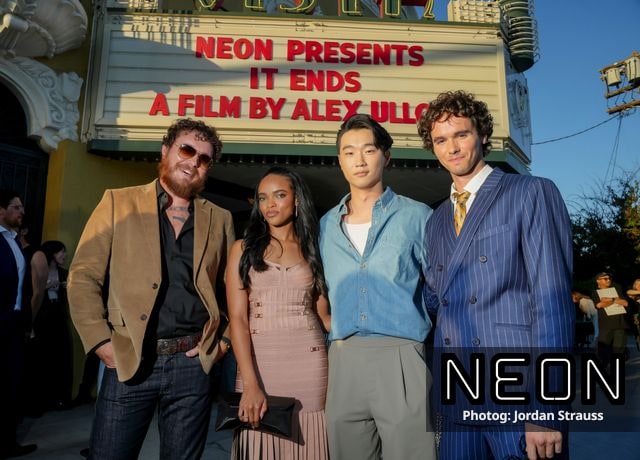 Mitchell Cole, Akira Jackson, Phinehas Yoon and Noah Toth attend the It Ends Los Angeles Premiere on August 19, 2026 at the Vista Theater in Los Angeles, Calif.