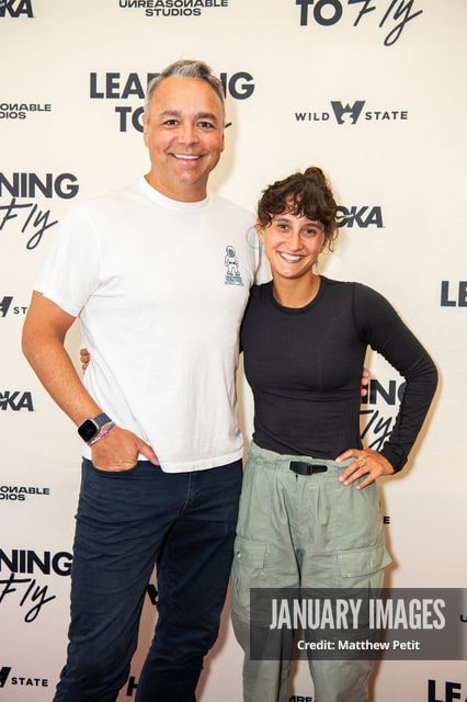 Evan Hayes and Aisha McAdams attend the Learning to Fly Los Angeles Premiere at The Aero Theater on Saturday August 15th, 2026 in Los Angeles.