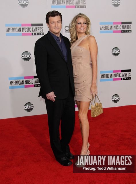 LOS ANGELES, CA - NOVEMBER 21:  Actor Nathan Fillion and Kate Luyben arrive at the 2010 American Music Awards held at Nokia Theatre L.A. Live on November 21, 2010 in Los Angeles, California.  (Photo by Todd Williamson/JanuaryImages)
