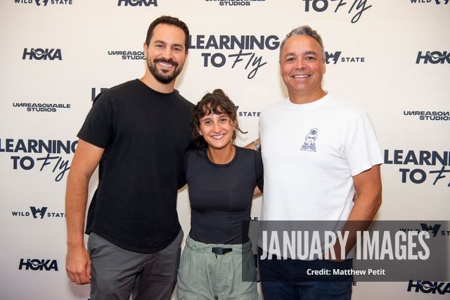 Kevin Joseph, Aisha McAdams and Evan Hayes attend the Learning to Fly Los Angeles Premiere at The Aero Theater on Saturday August 15th, 2026 in Los Angeles.