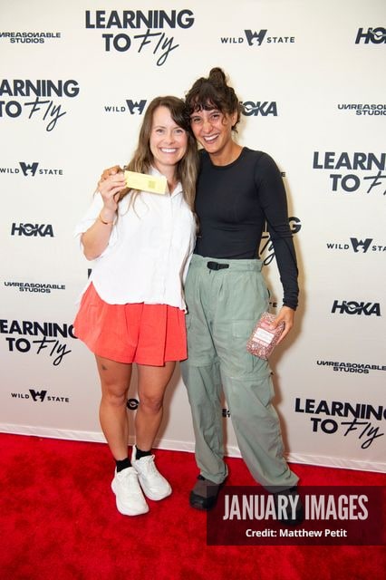 Aisha McAdams and friend attend the Learning to Fly Los Angeles Premiere at The Aero Theater on Saturday August 15th, 2026 in Los Angeles.