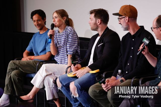 (L-R):  Danny Pudi, Lisa Gilroy, Liam McIntyre, Joe Chandler, and Mike McMahan attend the Golden Axe Screening Event on Tuesday, September 15, 2026 in Los Angeles. Photo Credit: Tyler Vosburg/JanuaryImages for Paramount+